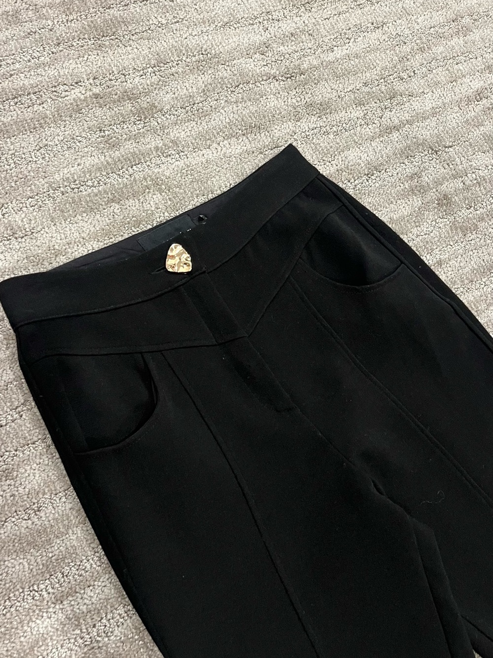 Sabina Musayev Black High-Waist Trousers with Gold Accent
